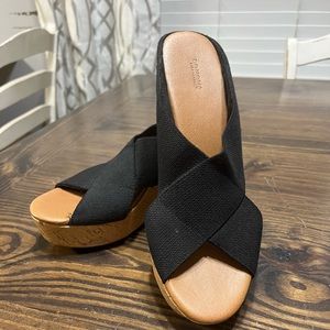Black Wedge Sandals